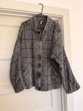Free People Dolman Zip-Up Jacket - Distressed Black